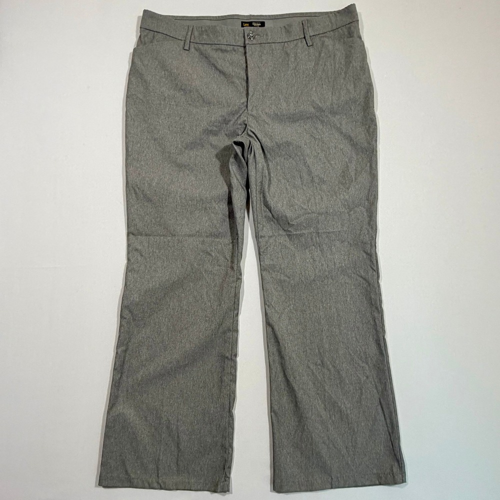 Lee Trouser Pants Womens 18 Short Gray Flex Motion Mid Rise Office Siren